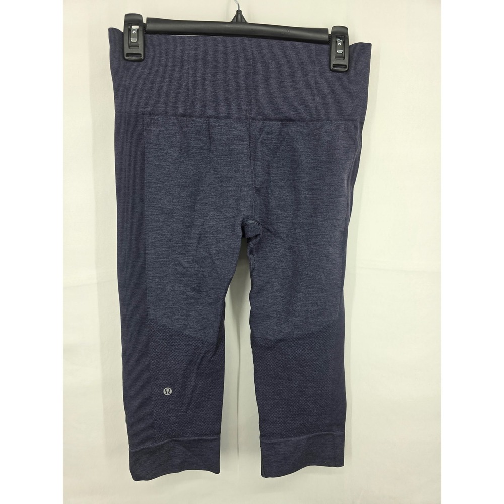 Lululemon Ebb to Street Tight Crop Heathered Navy Blue Seamless Leggings 3070 - Picture 2 of 6